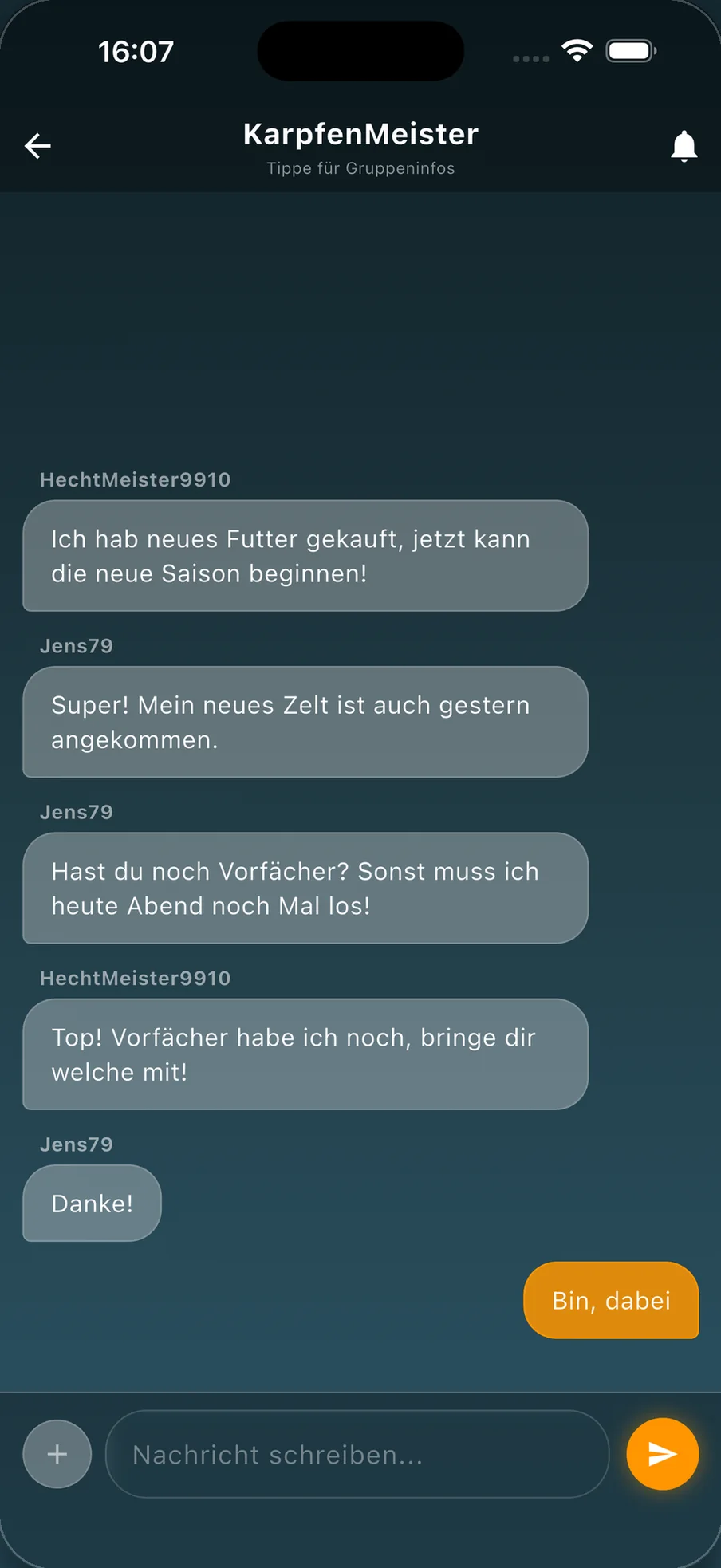 Gruppenchat für Vereine und Angelfreunde